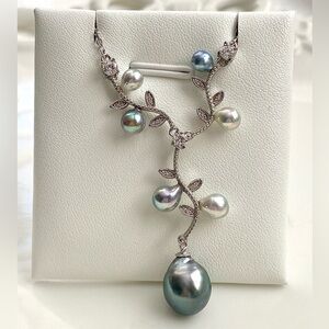 N252-High Quality Handmade S925 Akoya Pearl And Tahitian Pearl Necklace